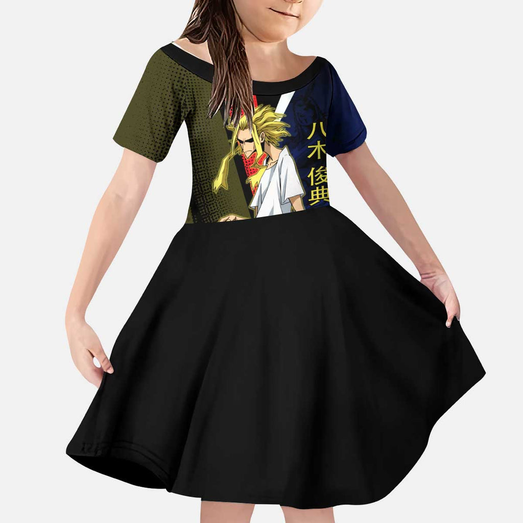All Might Dual Form Kid Short Sleeve Dress Japanese Comic Book Style