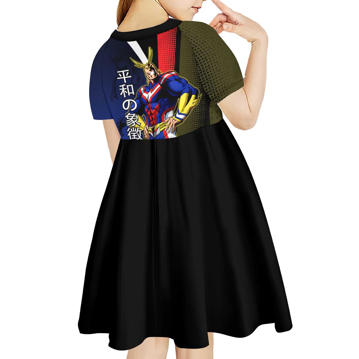 All Might Dual Form Kid Short Sleeve Dress Japanese Comic Book Style