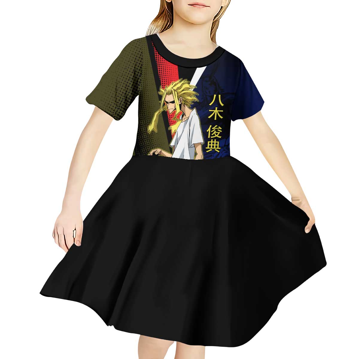 All Might Dual Form Kid Short Sleeve Dress Japanese Comic Book Style