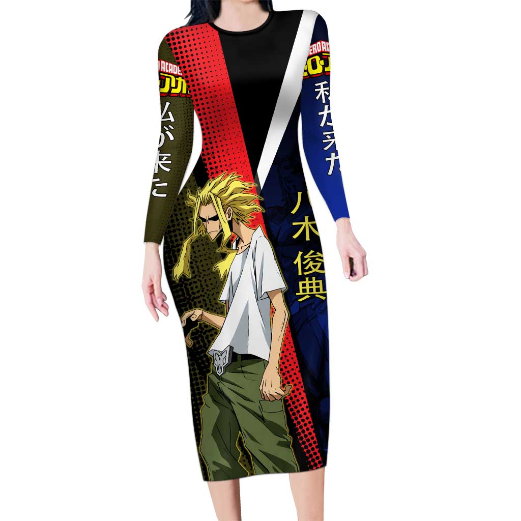 All Might Dual Form Long Sleeve Bodycon Dress Japanese Comic Book Style