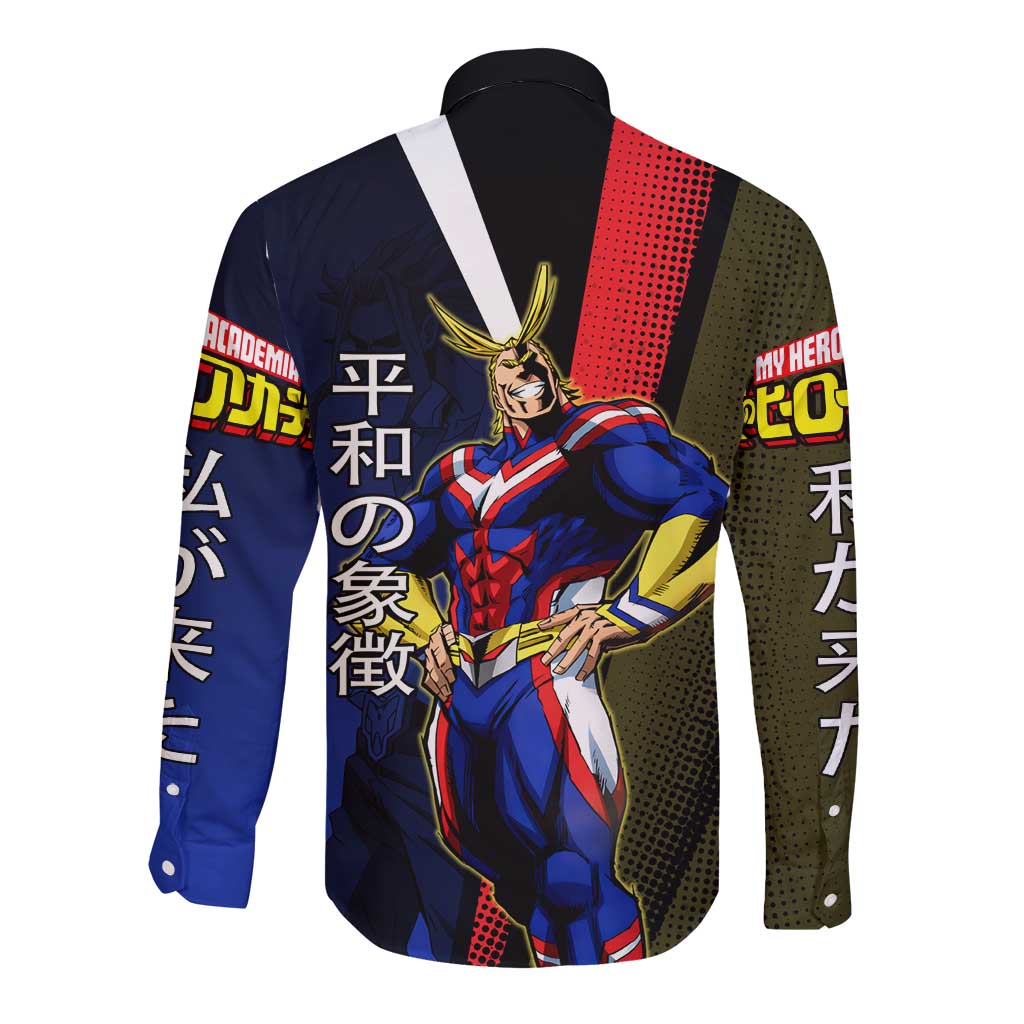All Might Dual Form Long Sleeve Button Shirt Japanese Comic Book Style