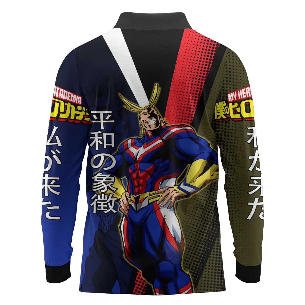 All Might Dual Form Long Sleeve Polo Shirt Japanese Comic Book Style