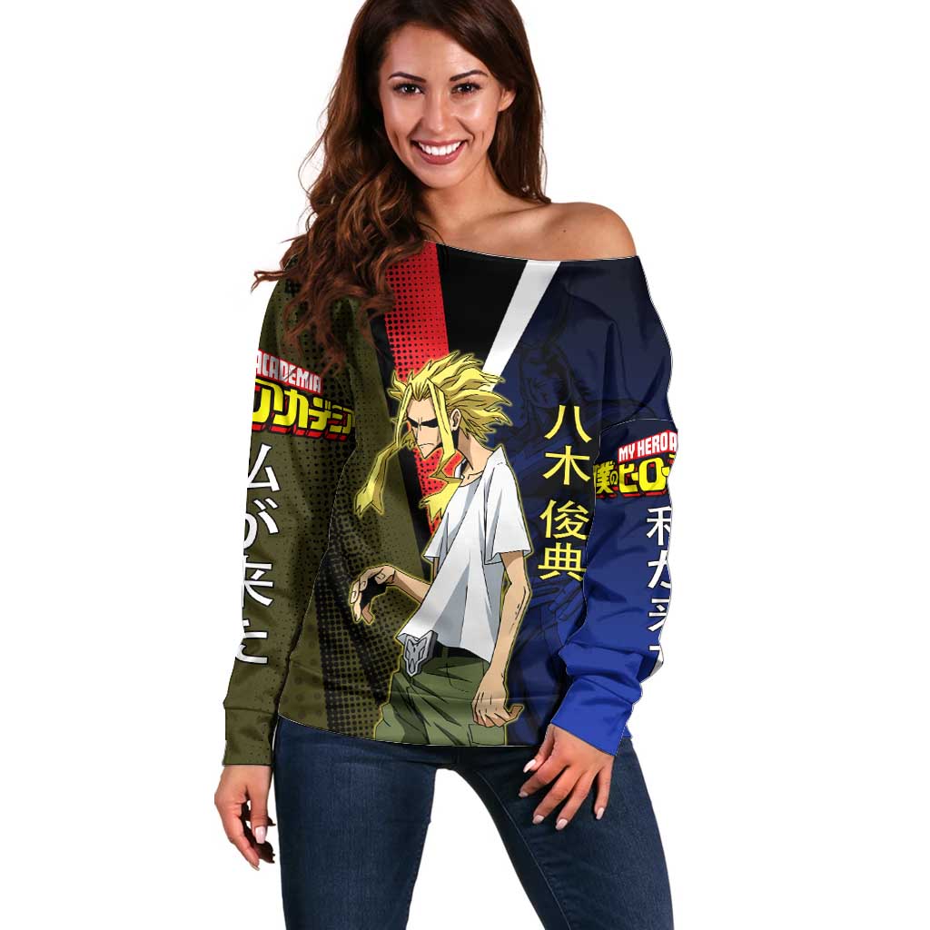 All Might Dual Form Off Shoulder Sweater Japanese Comic Book Style