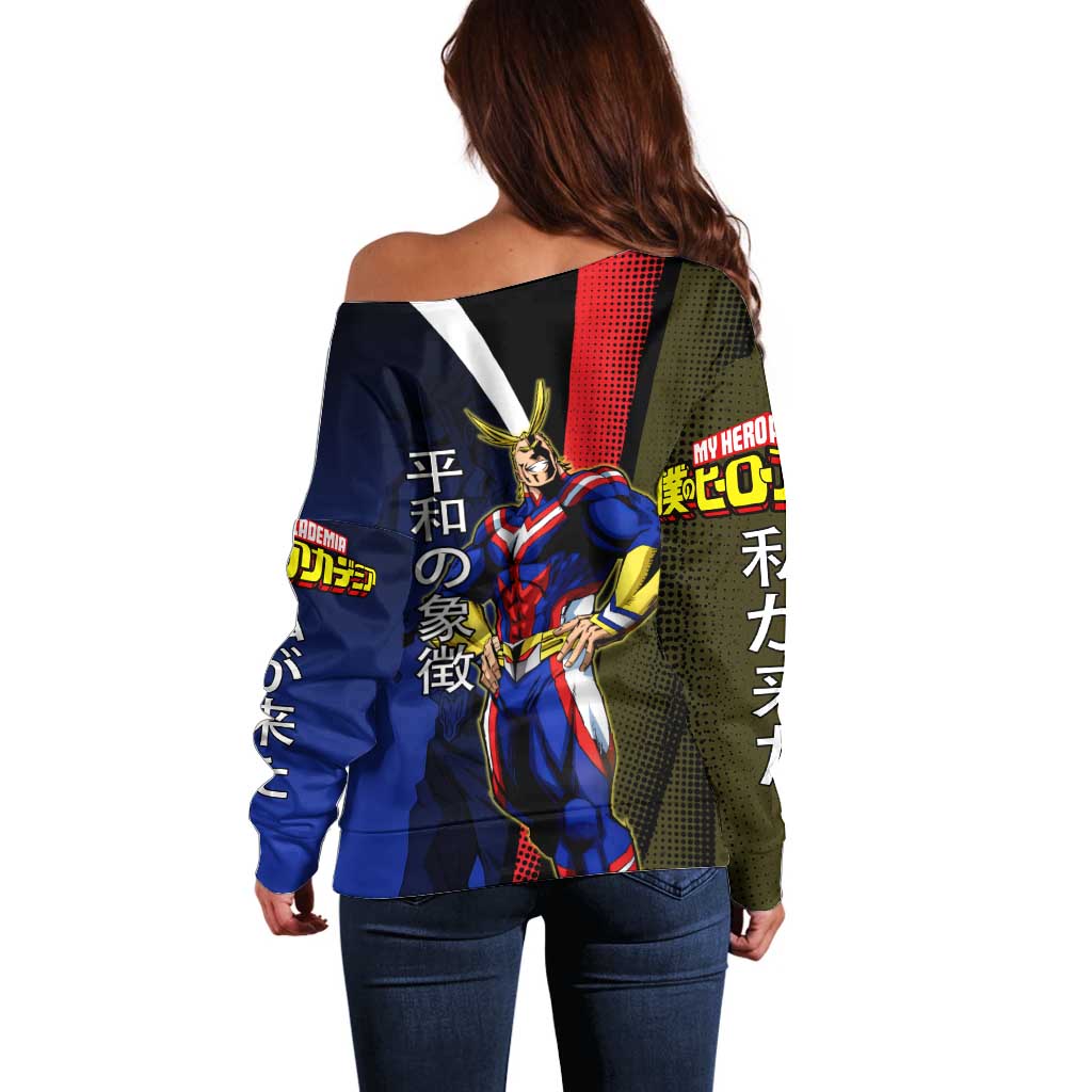 All Might Dual Form Off Shoulder Sweater Japanese Comic Book Style