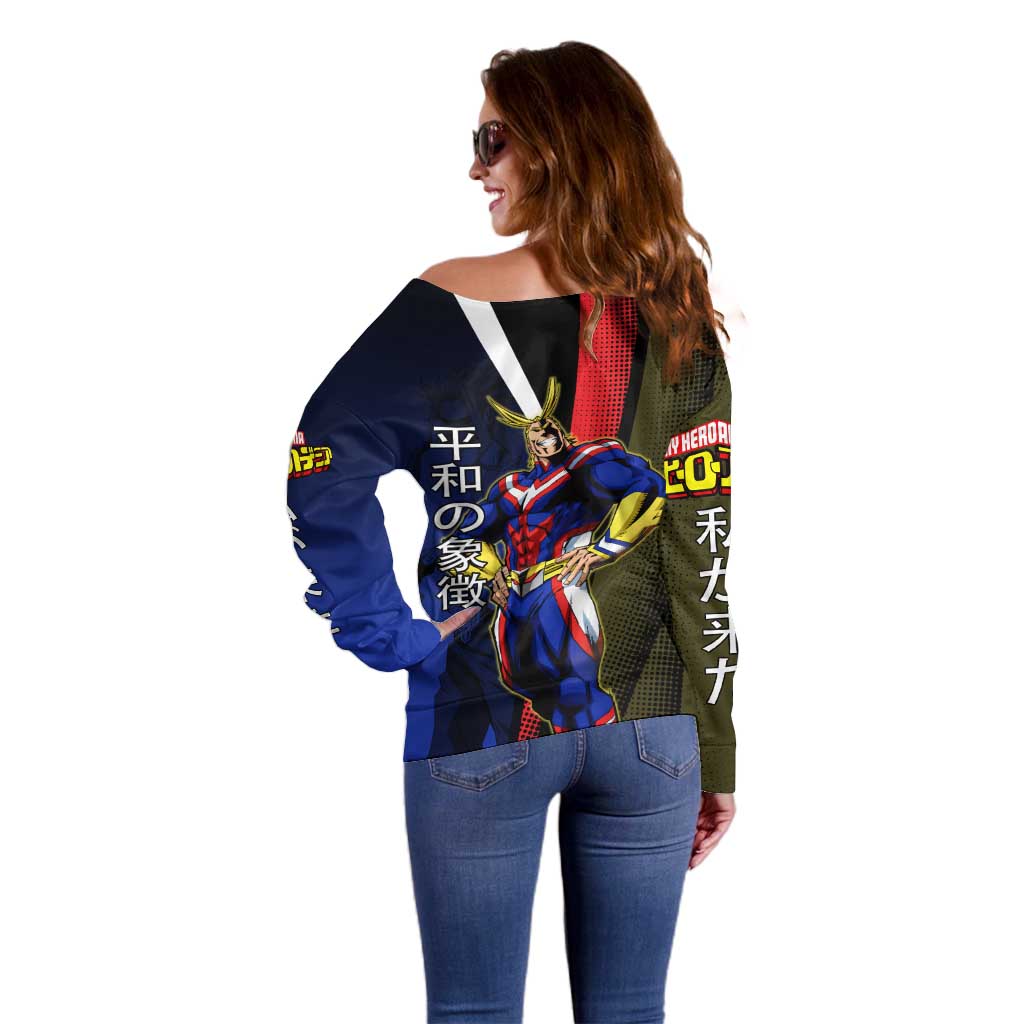 All Might Dual Form Off Shoulder Sweater Japanese Comic Book Style