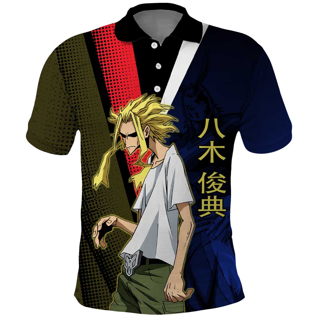 All Might Dual Form Polo Shirt Japanese Comic Book Style