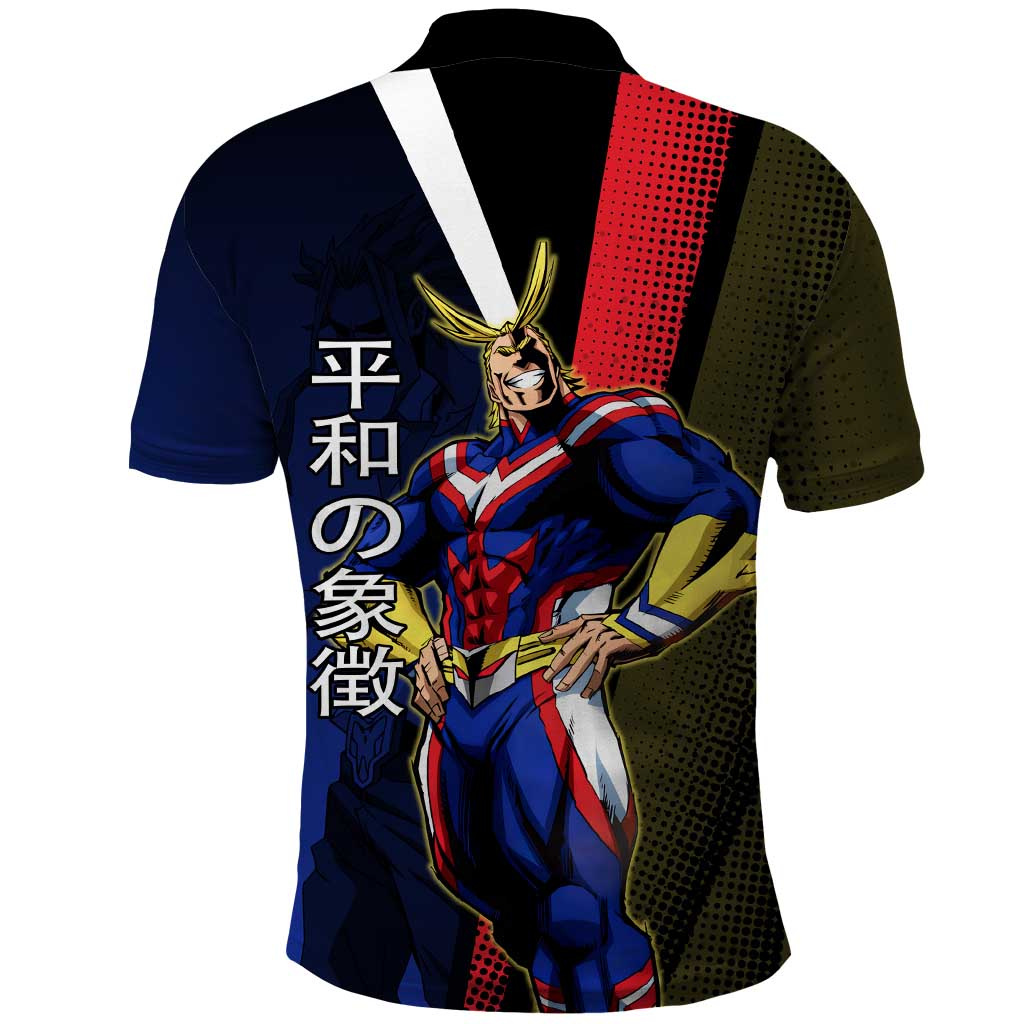 All Might Dual Form Polo Shirt Japanese Comic Book Style