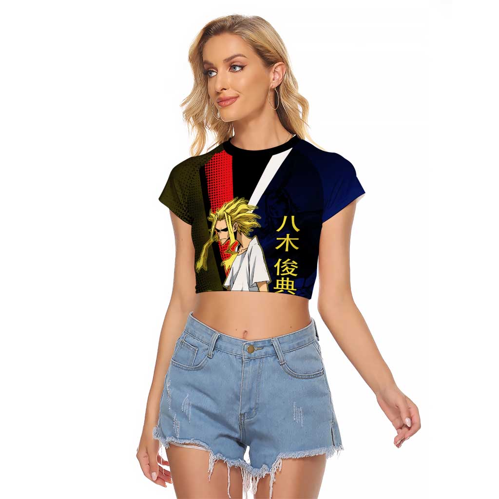 All Might Dual Form Raglan Cropped T Shirt Japanese Comic Book Style