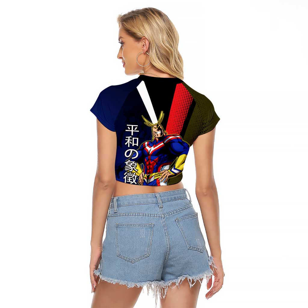 All Might Dual Form Raglan Cropped T Shirt Japanese Comic Book Style