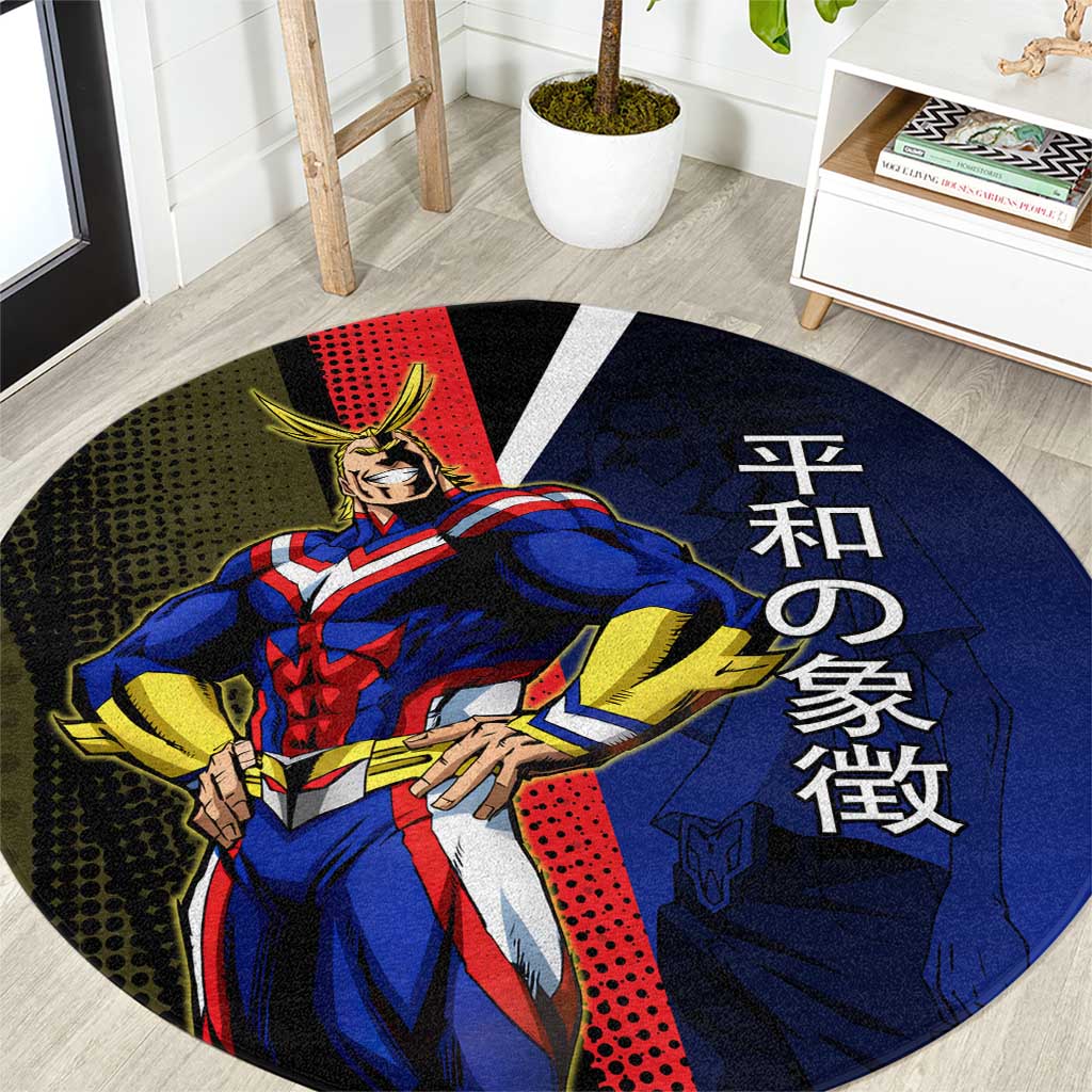 All Might Dual Form Round Carpet Japanese Comic Book Style
