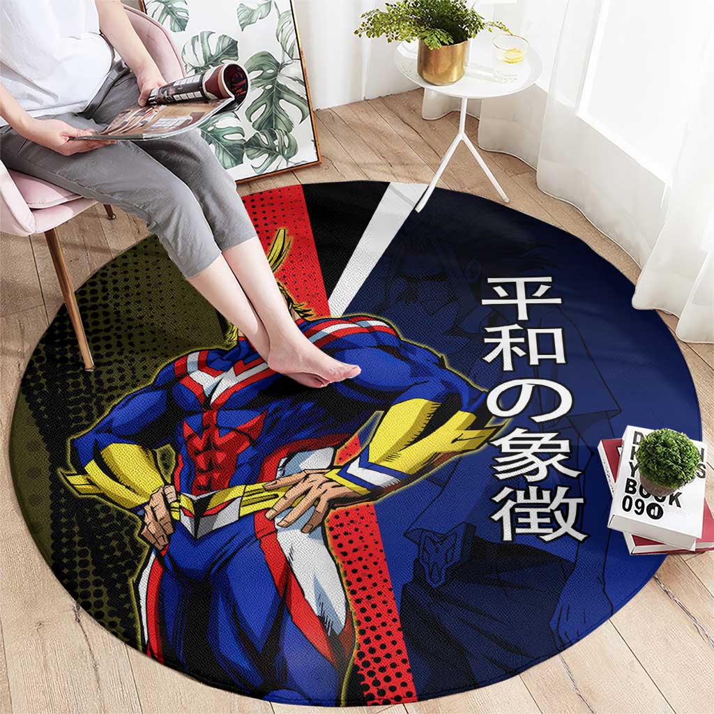 All Might Dual Form Round Carpet Japanese Comic Book Style