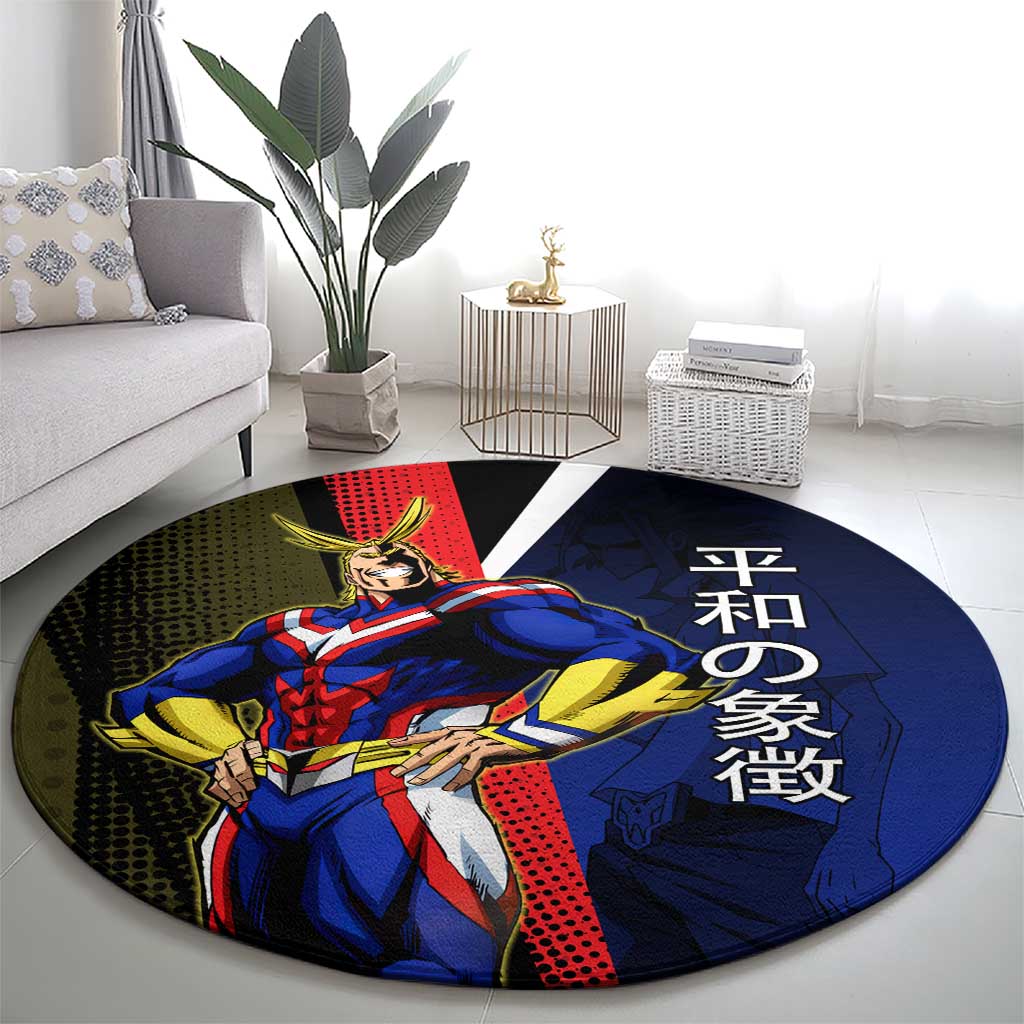 All Might Dual Form Round Carpet Japanese Comic Book Style