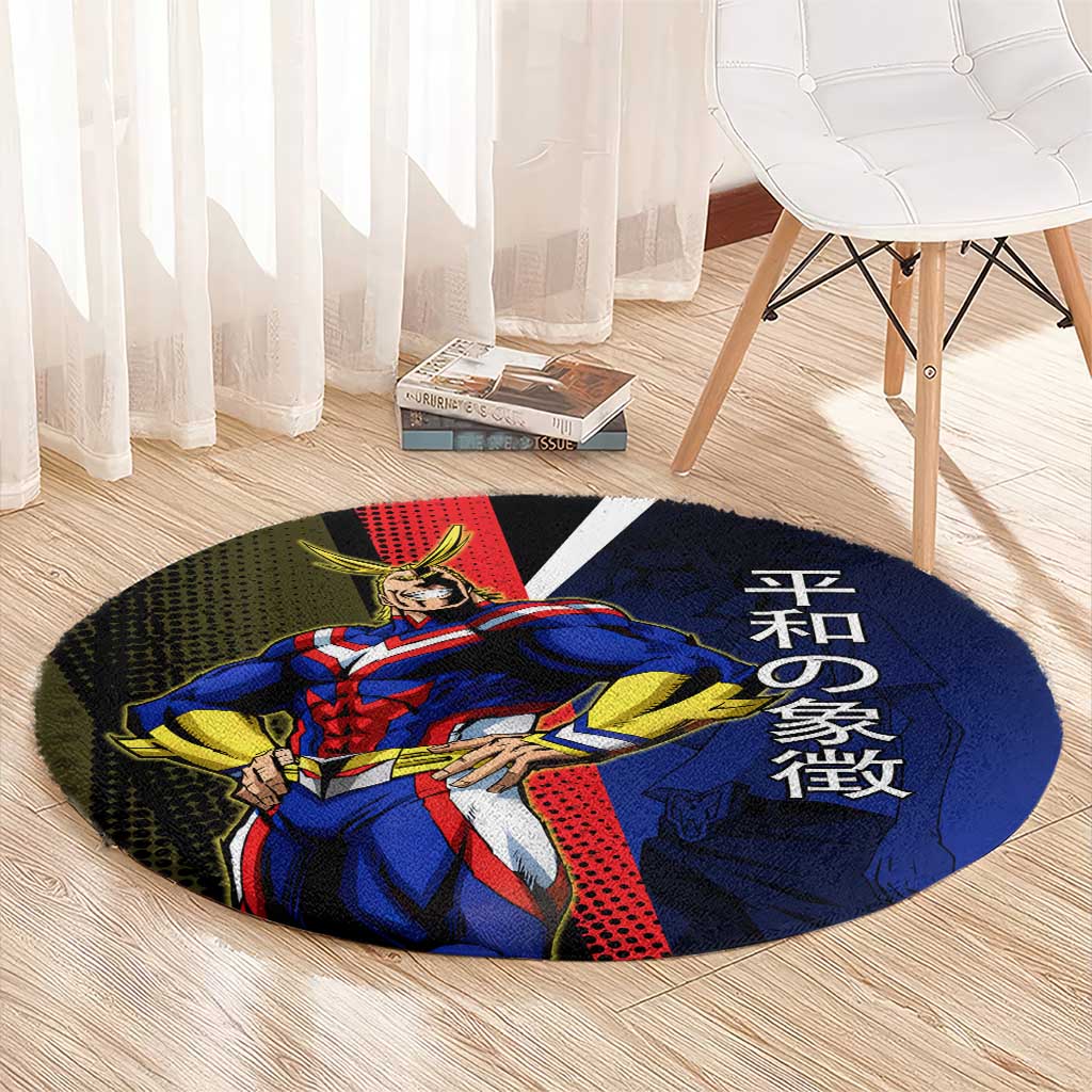 All Might Dual Form Round Carpet Japanese Comic Book Style