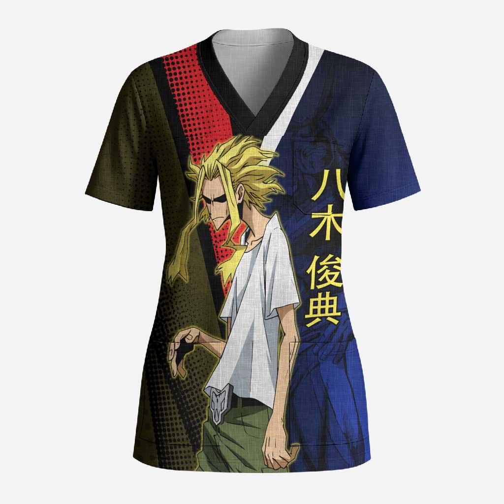 All Might Dual Form Scrub Top Japanese Comic Book Style