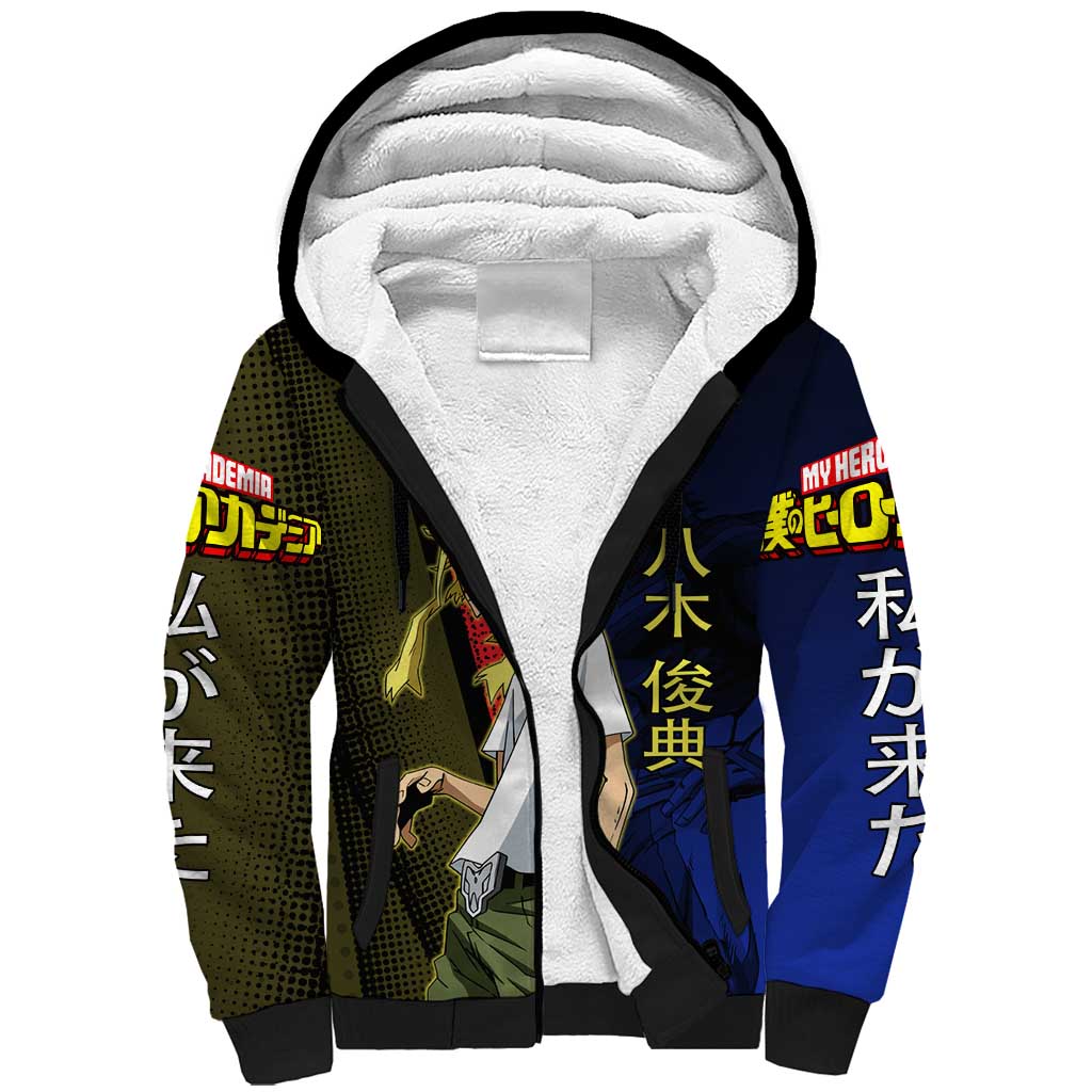 All Might Dual Form Sherpa Hoodie Japanese Comic Book Style