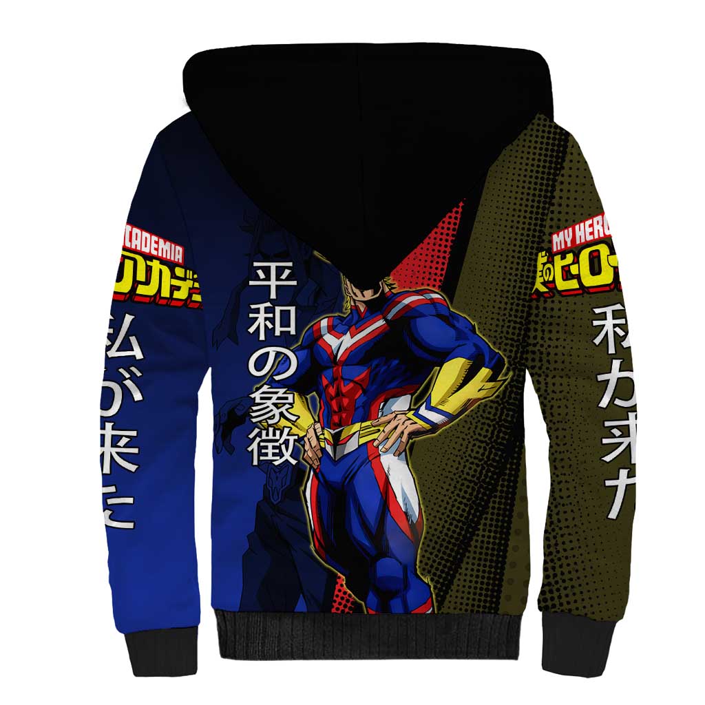 All Might Dual Form Sherpa Hoodie Japanese Comic Book Style