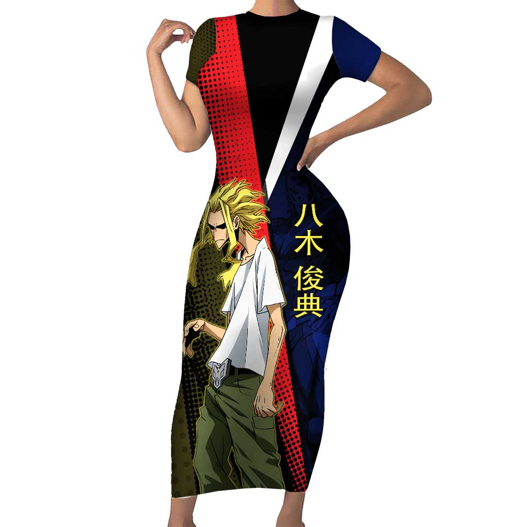 All Might Dual Form Short Sleeve Bodycon Dress Japanese Comic Book Style