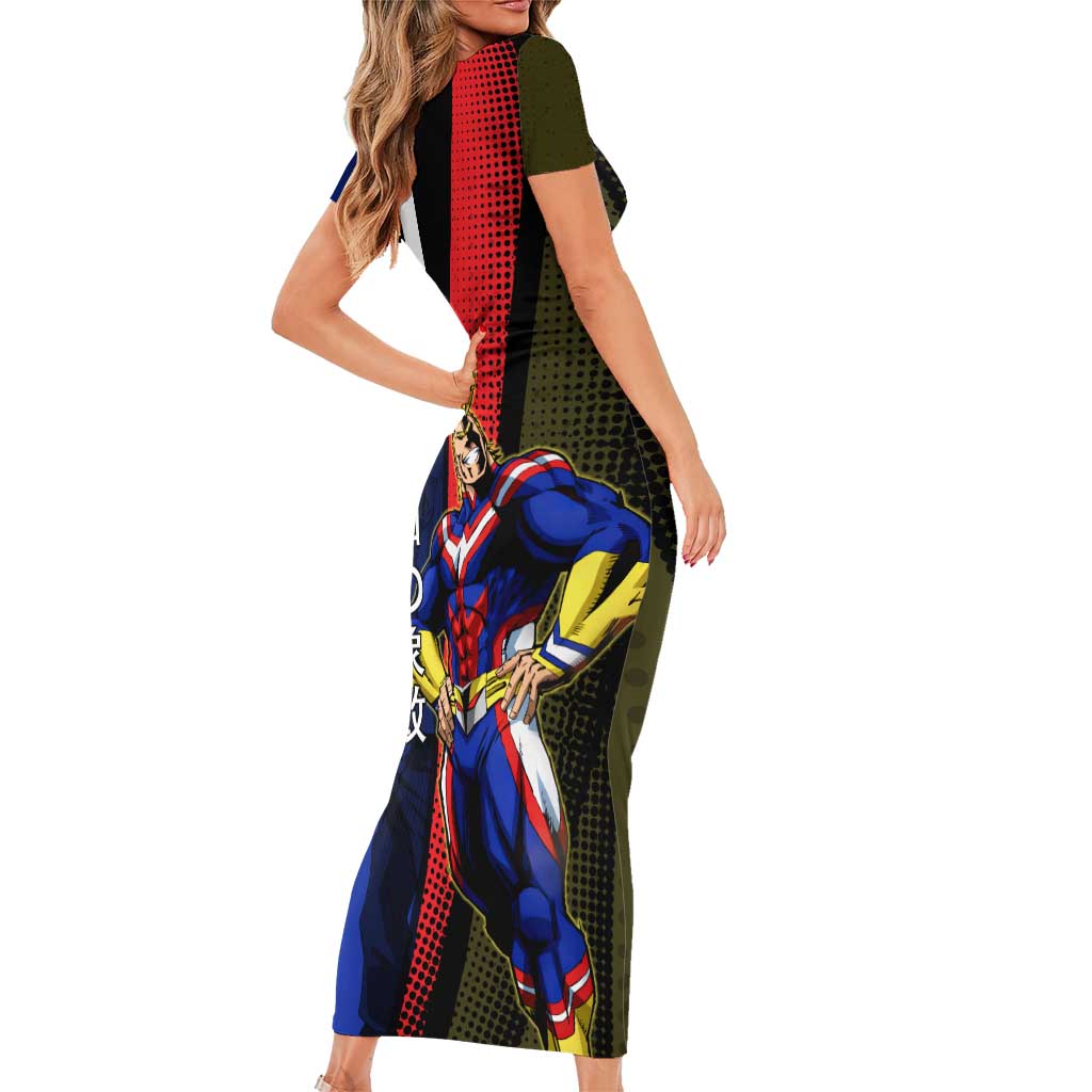All Might Dual Form Short Sleeve Bodycon Dress Japanese Comic Book Style