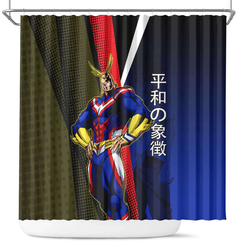 All Might Dual Form Shower Curtain Japanese Comic Book Style