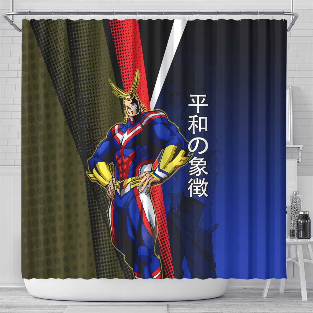 All Might Dual Form Shower Curtain Japanese Comic Book Style