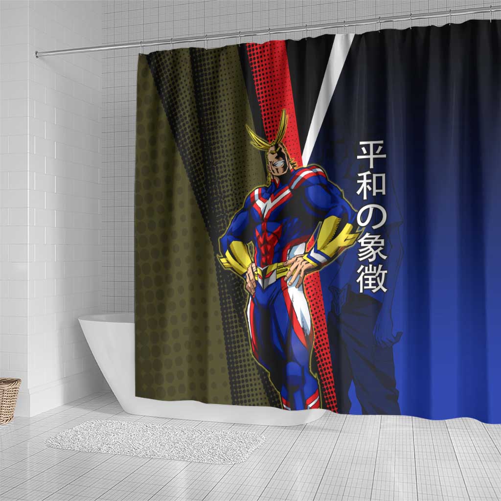 All Might Dual Form Shower Curtain Japanese Comic Book Style