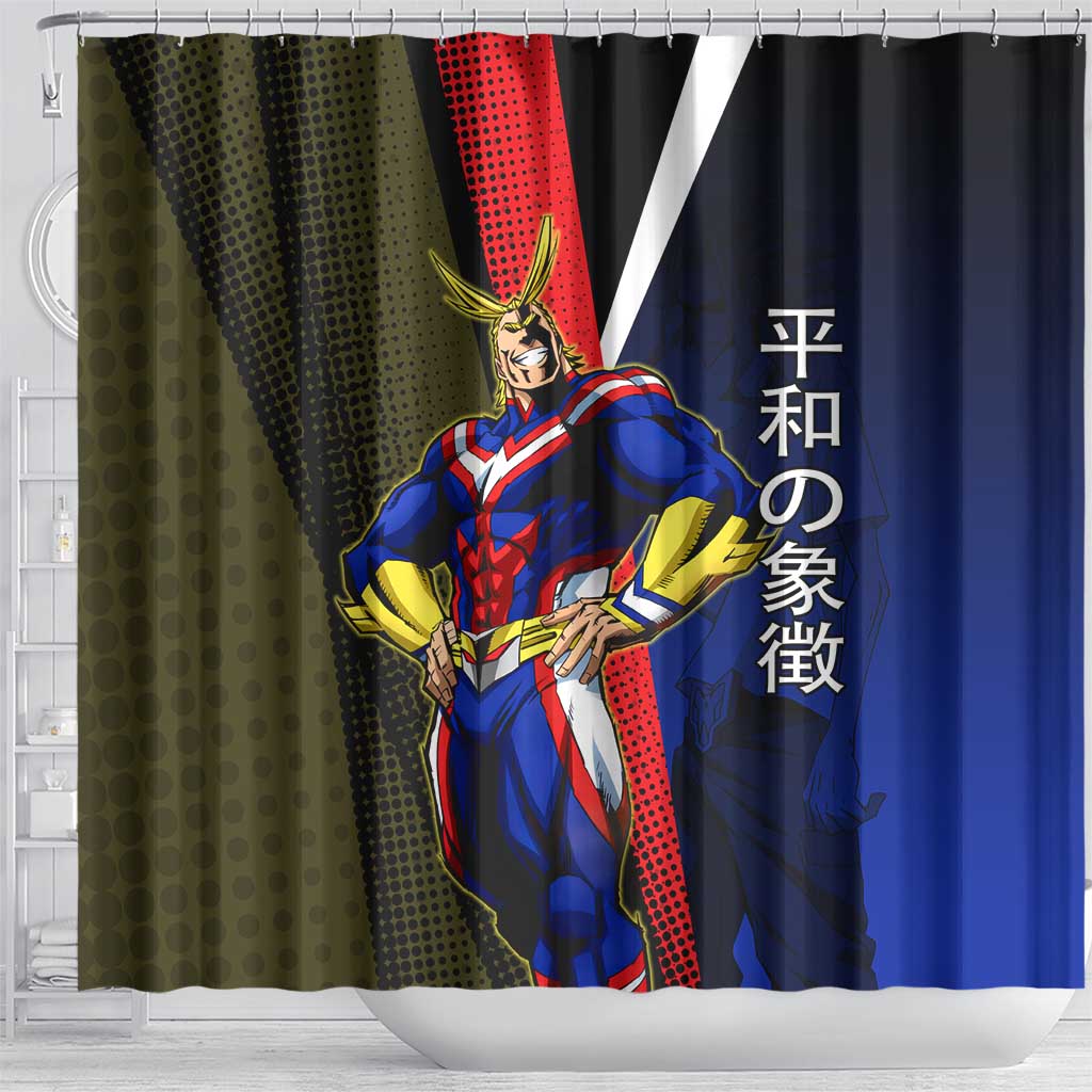 All Might Dual Form Shower Curtain Japanese Comic Book Style
