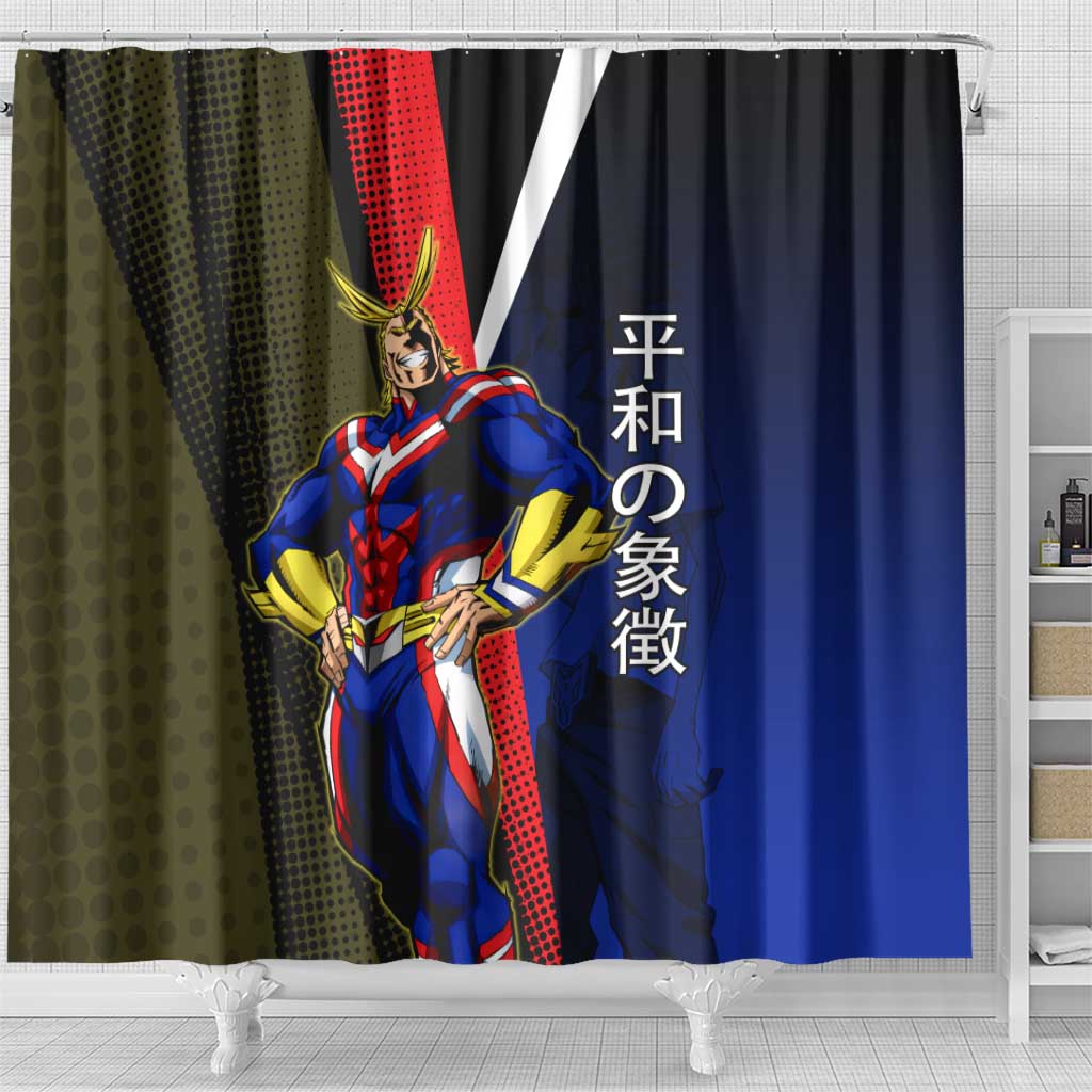 All Might Dual Form Shower Curtain Japanese Comic Book Style