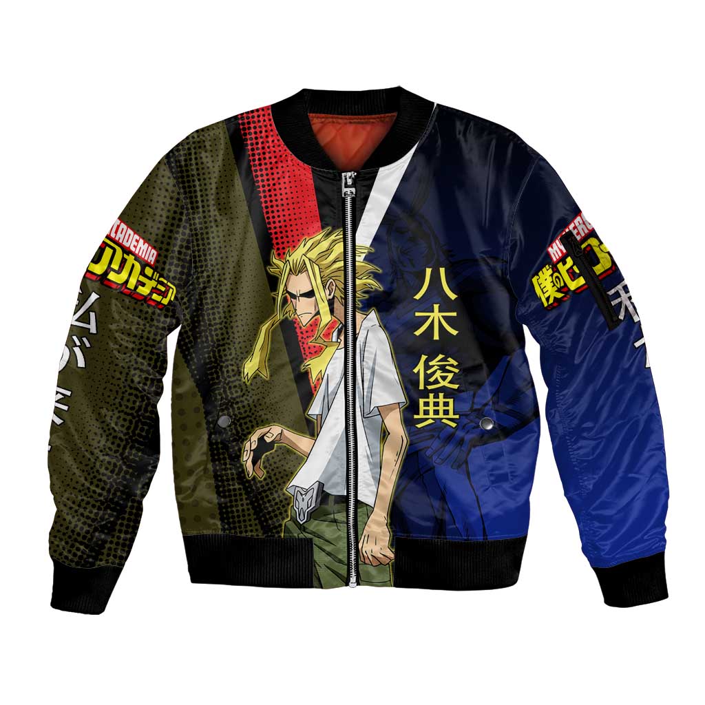 All Might Dual Form Sleeve Zip Bomber Jacket Japanese Comic Book Style