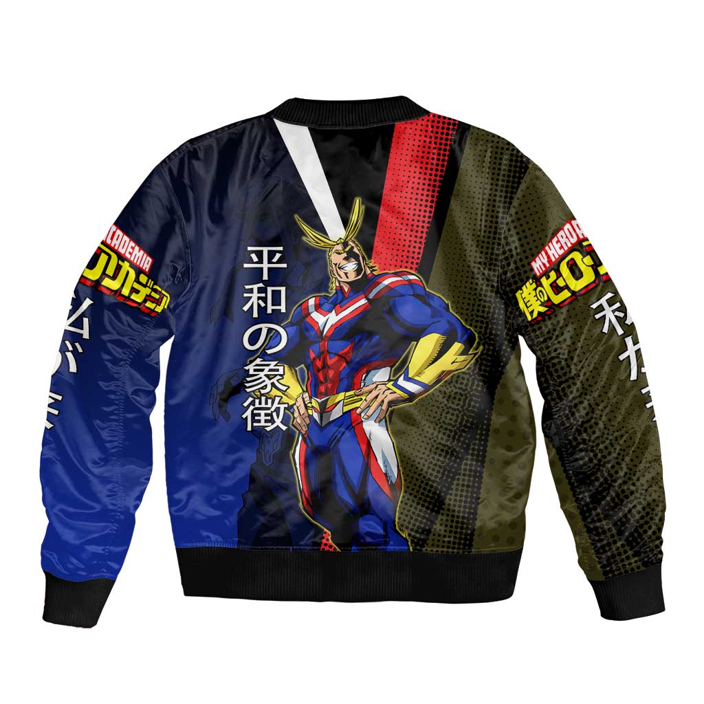All Might Dual Form Sleeve Zip Bomber Jacket Japanese Comic Book Style
