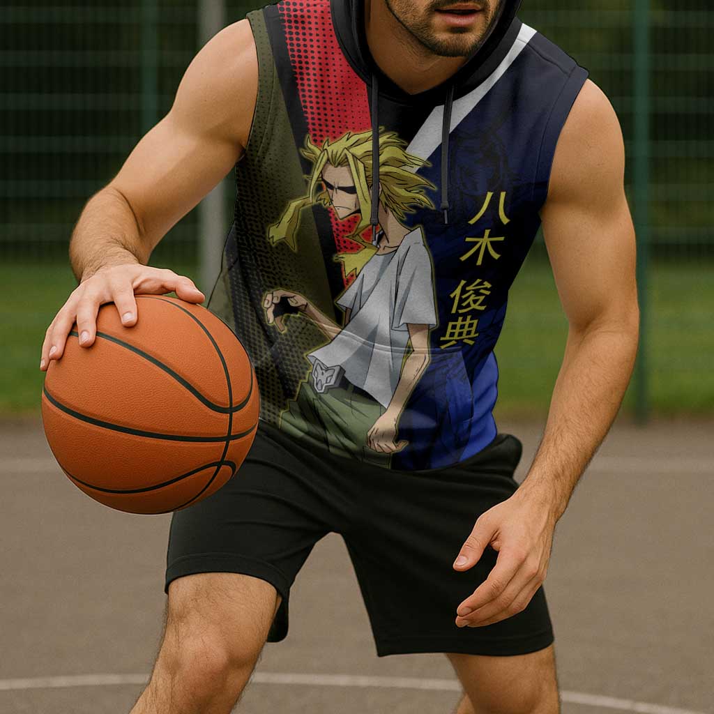 All Might Dual Form Sleeveless Hoodie Japanese Comic Book Style