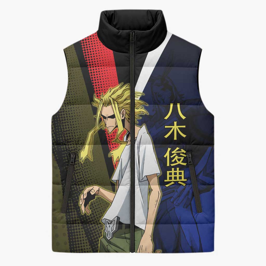 All Might Dual Form Sleeveless Puffer Jacket Japanese Comic Book Style