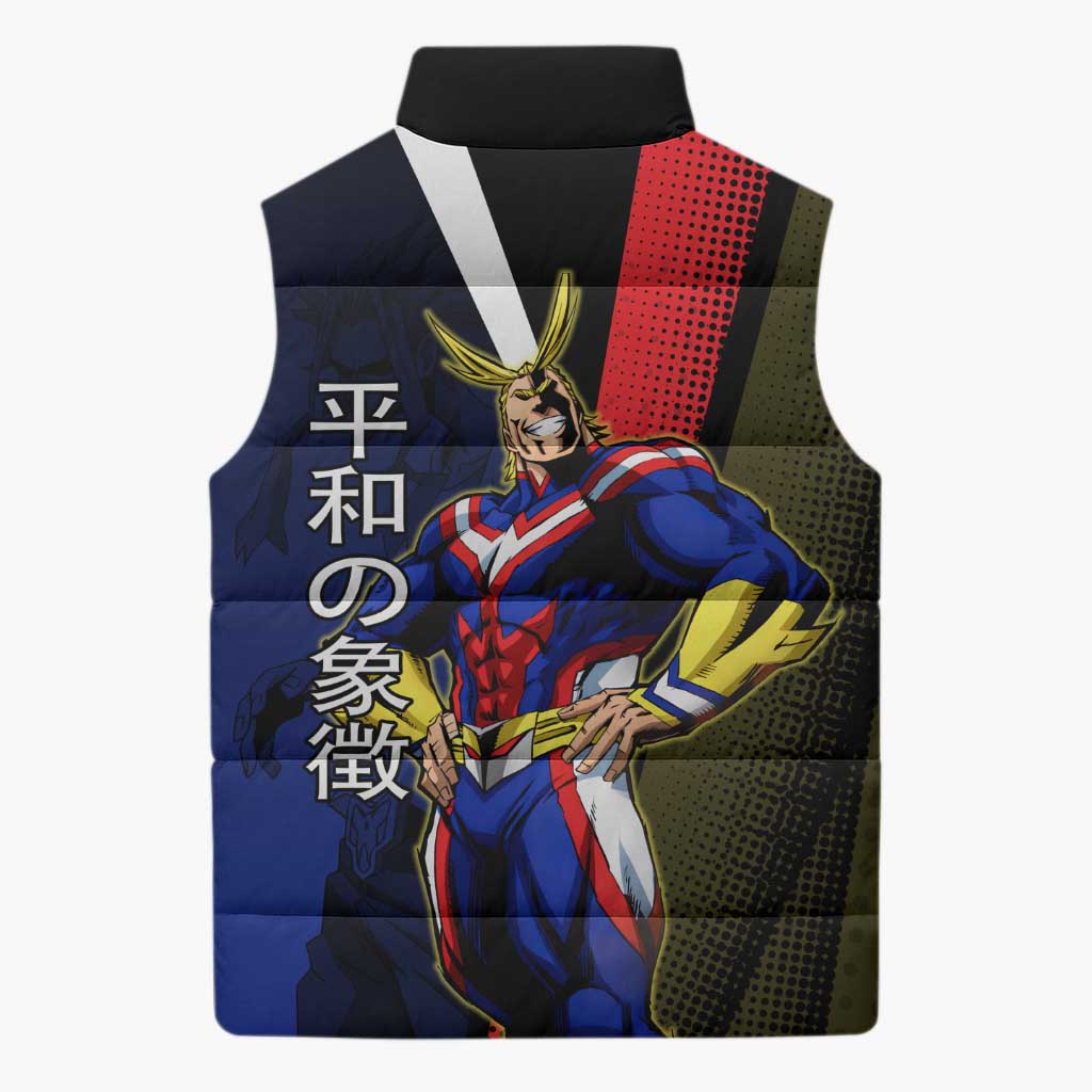 All Might Dual Form Sleeveless Puffer Jacket Japanese Comic Book Style