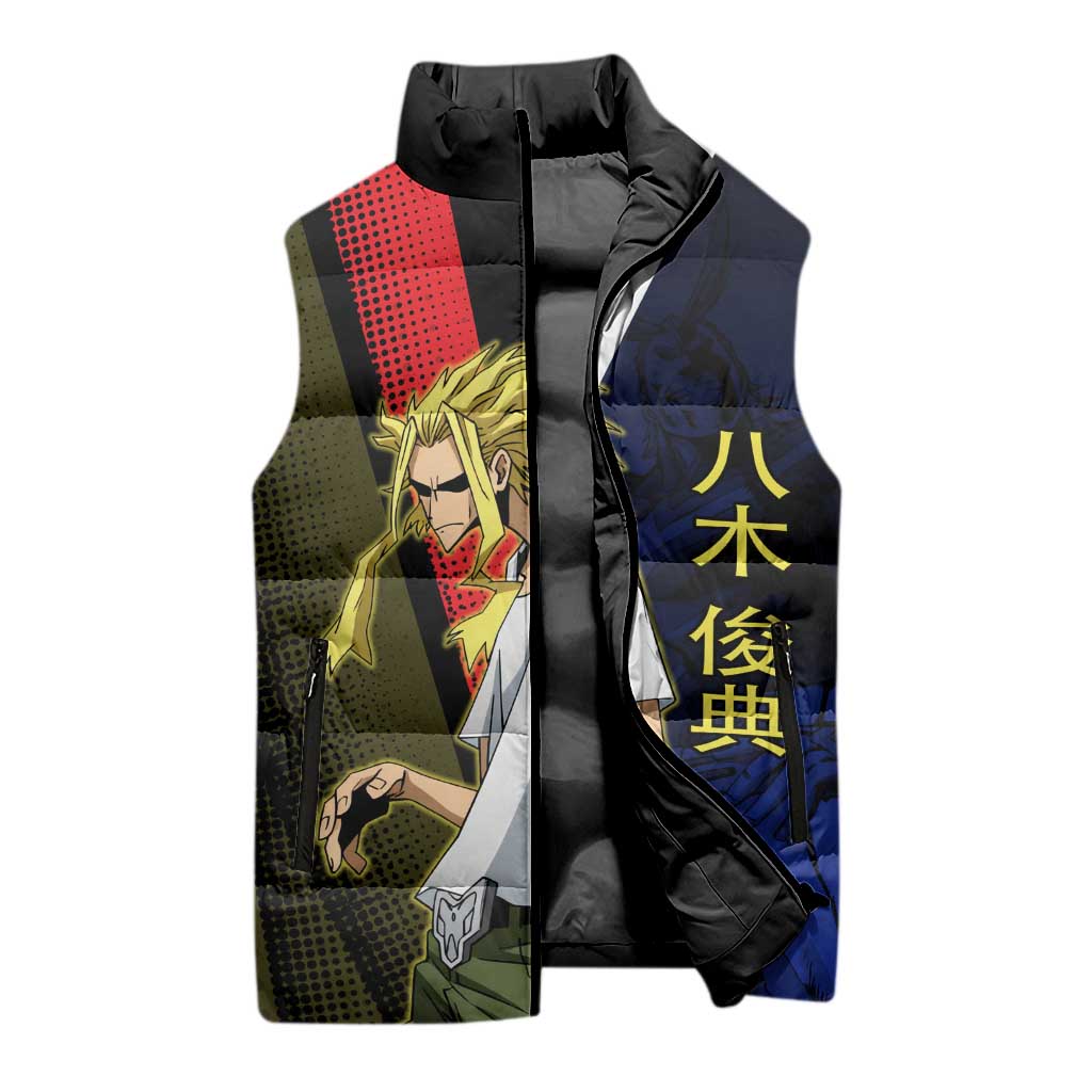 All Might Dual Form Sleeveless Puffer Jacket Japanese Comic Book Style