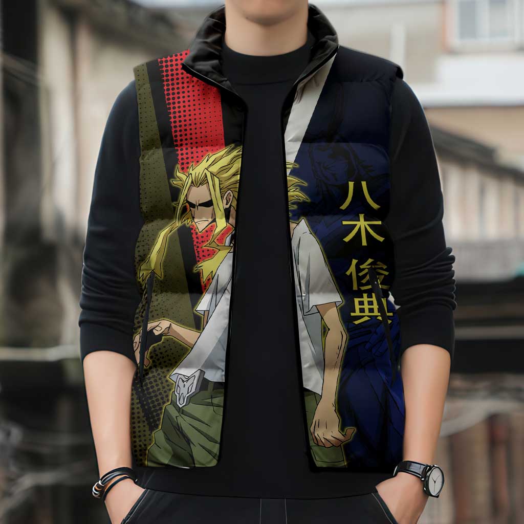 All Might Dual Form Sleeveless Puffer Jacket Japanese Comic Book Style