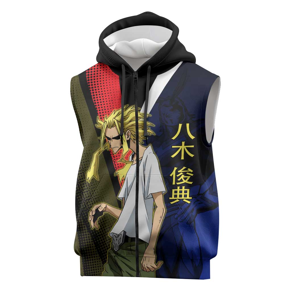 All Might Dual Form Sleeveless Zip Hoodie Japanese Comic Book Style