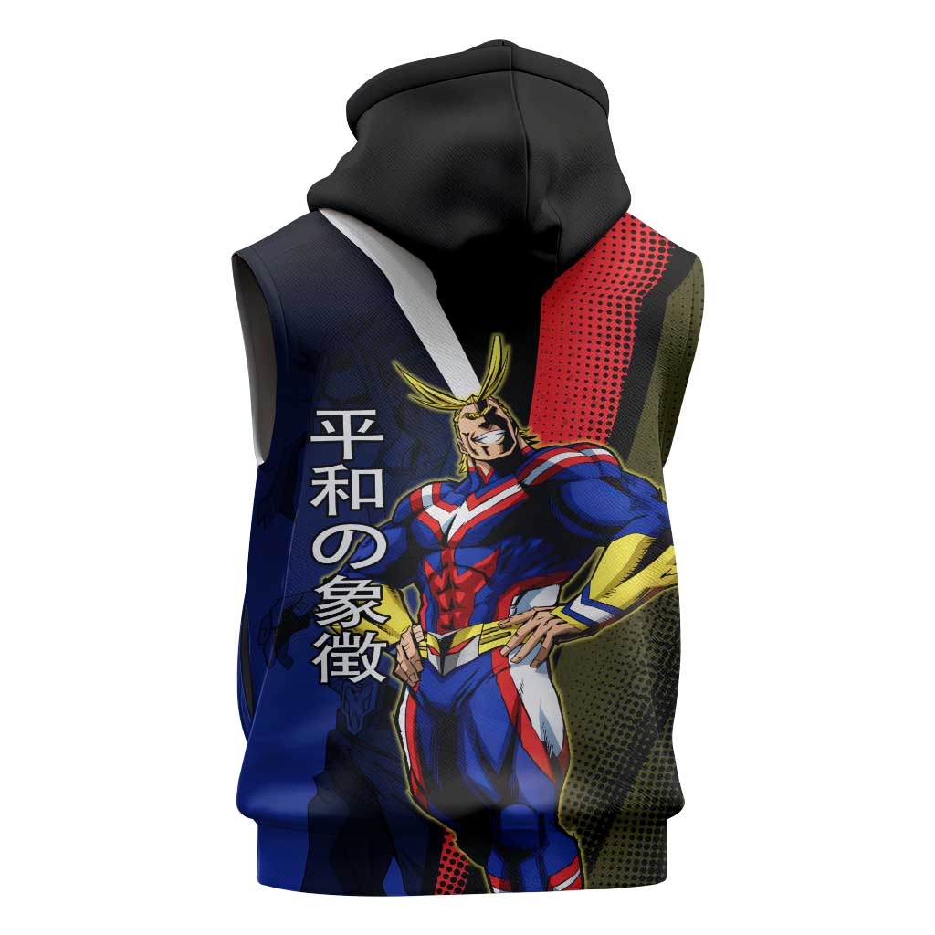 All Might Dual Form Sleeveless Zip Hoodie Japanese Comic Book Style