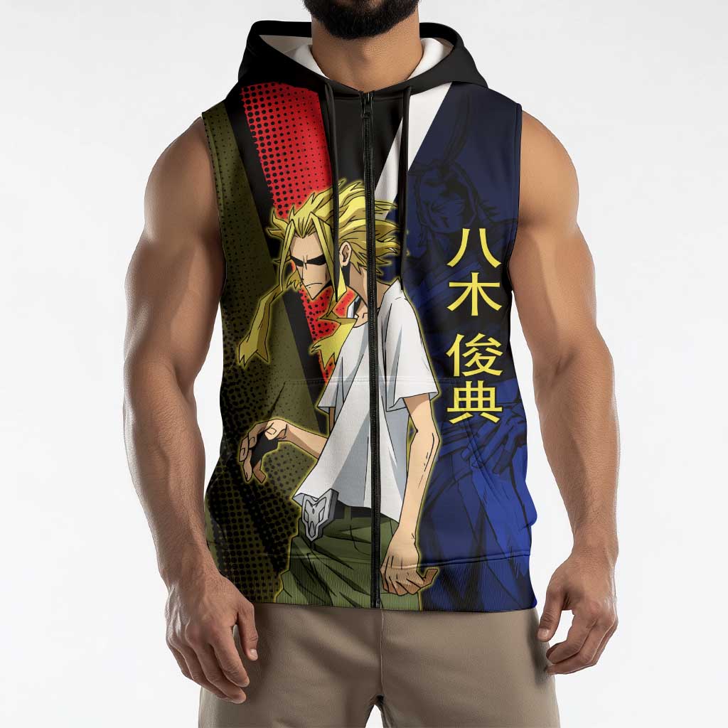 All Might Dual Form Sleeveless Zip Hoodie Japanese Comic Book Style
