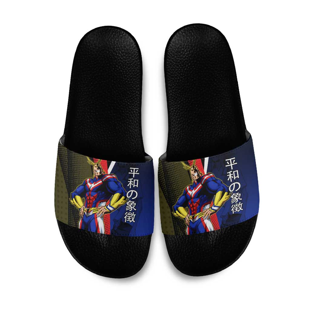 All Might Dual Form Slide Sandals Japanese Comic Book Style