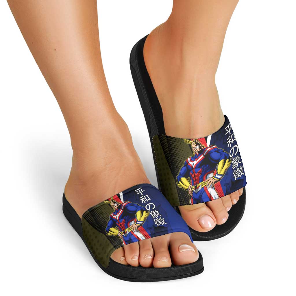 All Might Dual Form Slide Sandals Japanese Comic Book Style