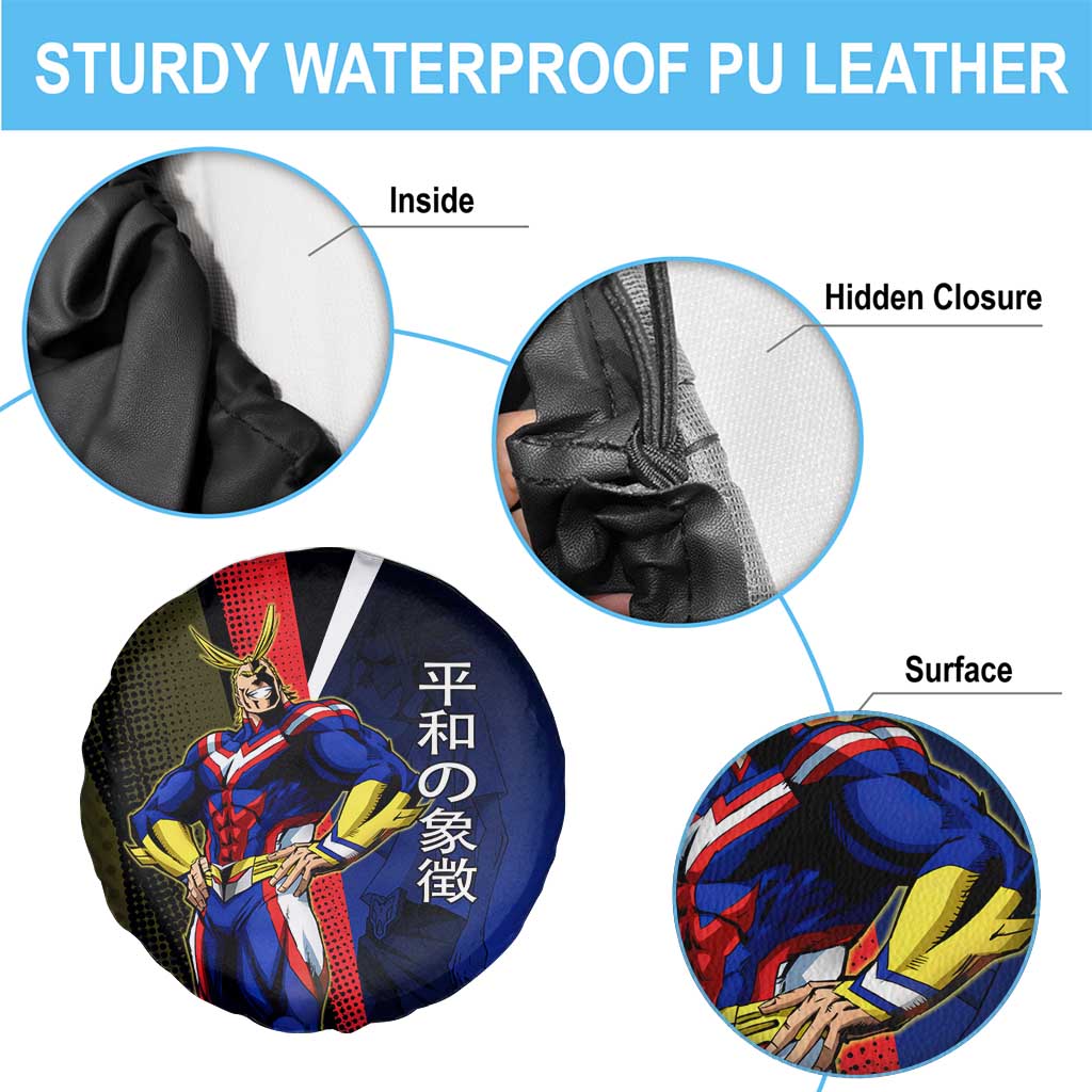 All Might Dual Form Spare Tire Cover Japanese Comic Book Style
