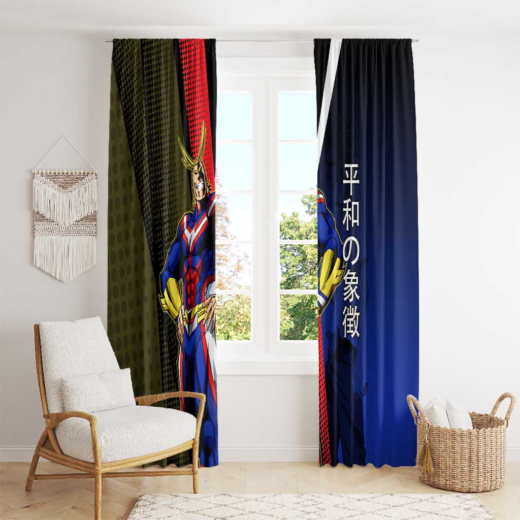 All Might Dual Form Window Curtain Japanese Comic Book Style
