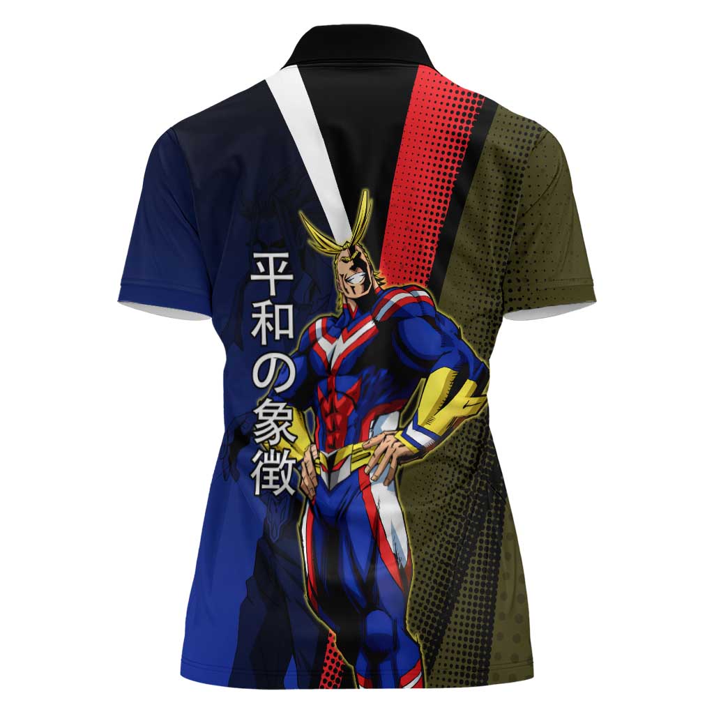 All Might Dual Form Women Polo Shirt Japanese Comic Book Style