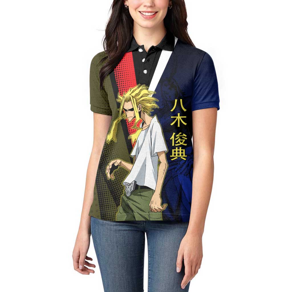 All Might Dual Form Women Polo Shirt Japanese Comic Book Style