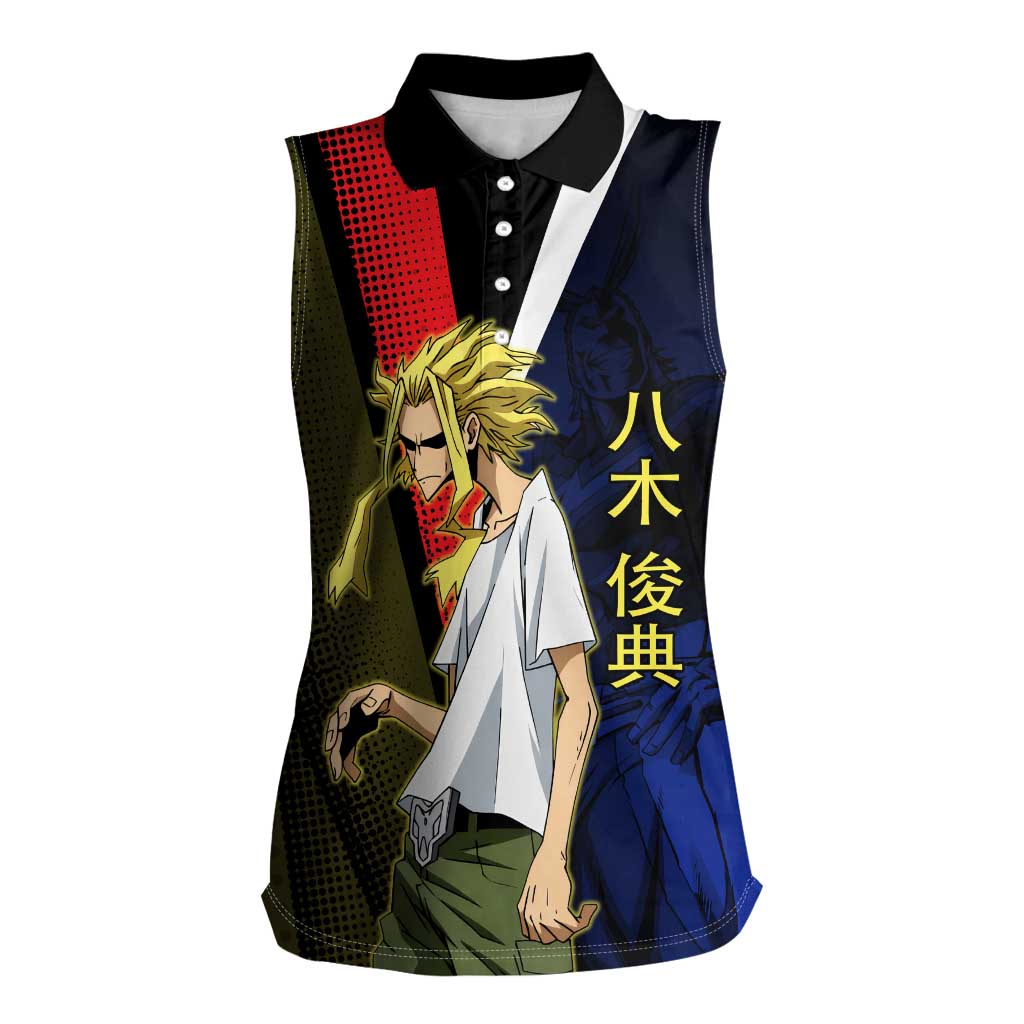 All Might Dual Form Women Sleeveless Polo Shirt Japanese Comic Book Style