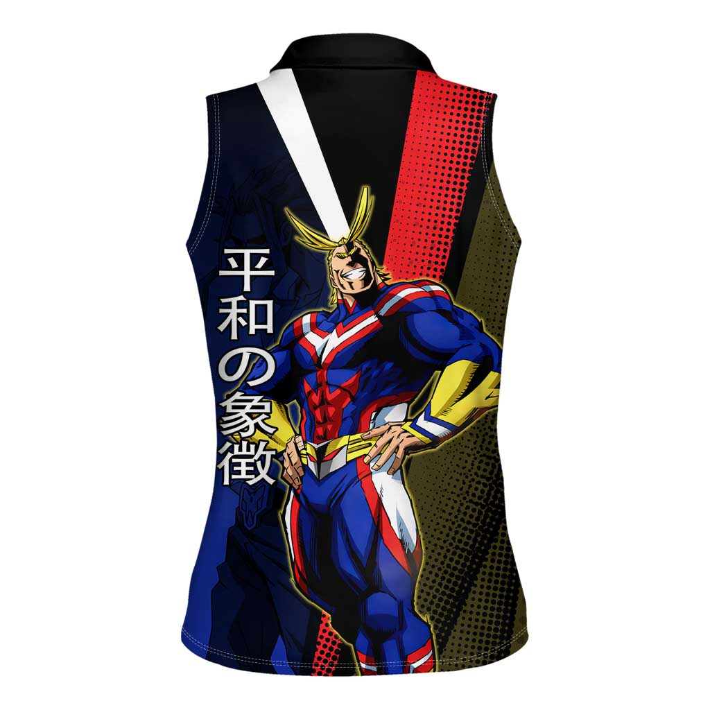 All Might Dual Form Women Sleeveless Polo Shirt Japanese Comic Book Style