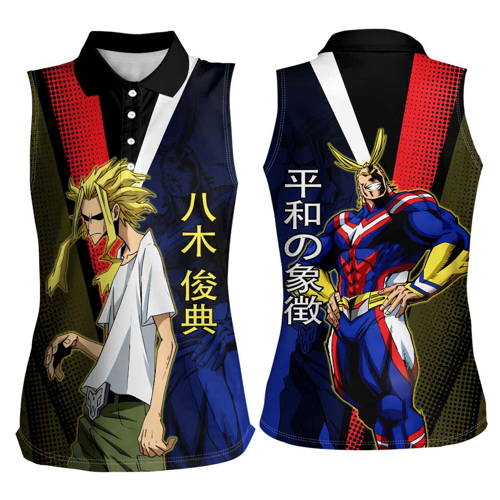 All Might Dual Form Women Sleeveless Polo Shirt Japanese Comic Book Style