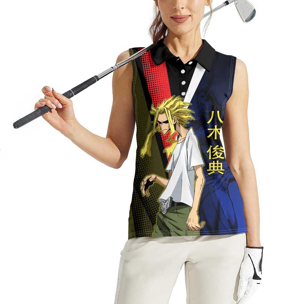 All Might Dual Form Women Sleeveless Polo Shirt Japanese Comic Book Style