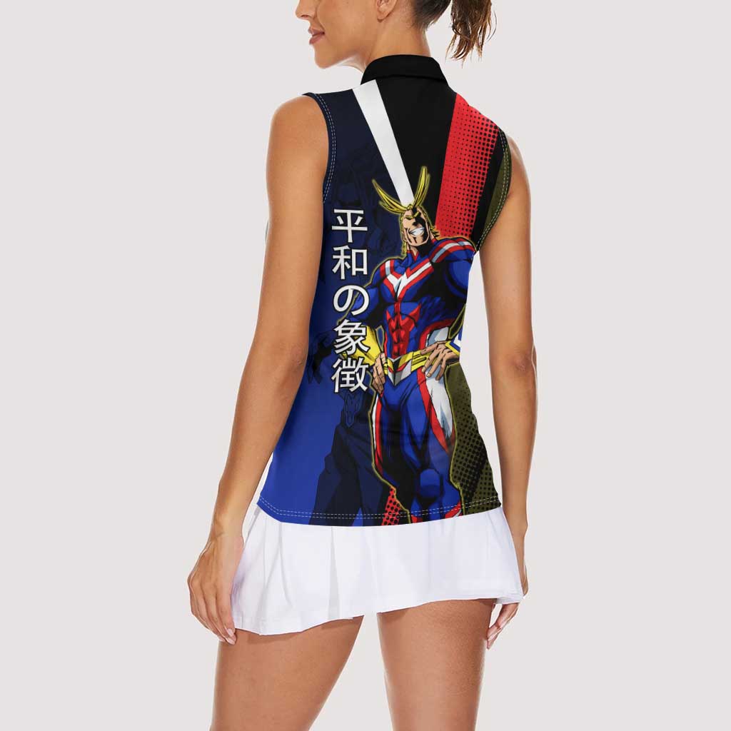 All Might Dual Form Women Sleeveless Polo Shirt Japanese Comic Book Style