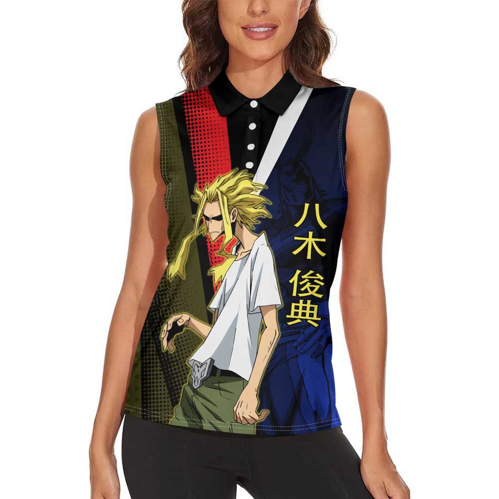 All Might Dual Form Women Sleeveless Polo Shirt Japanese Comic Book Style