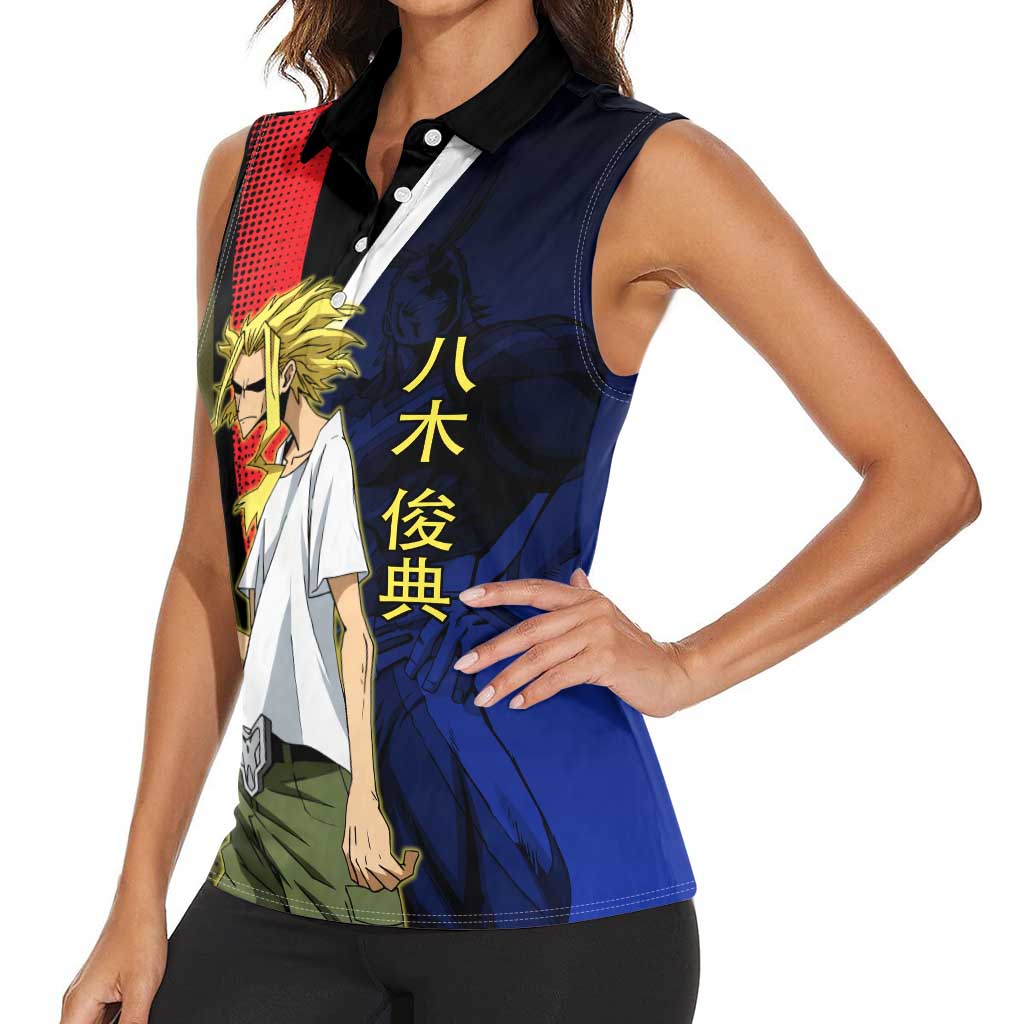 All Might Dual Form Women Sleeveless Polo Shirt Japanese Comic Book Style